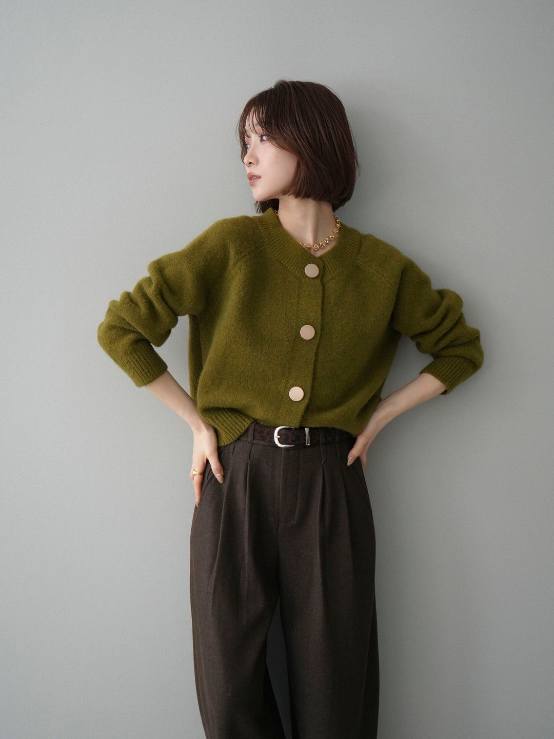 [SET]BIGボタンニットカーディガン+BIGボタンニットカーディガン(2set)