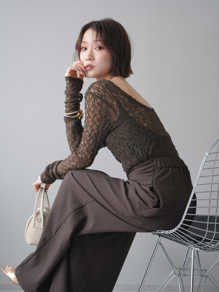 [予約]バックラウンドジャガードレーストップス/brown