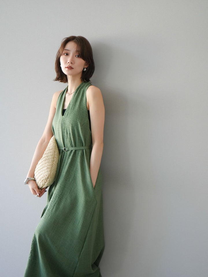 [予約]ループデザインムラ染めワンピース/グリーン