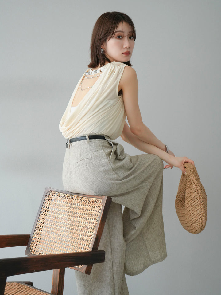 [預訂] 串珠鏈垂墜上衣/象牙色