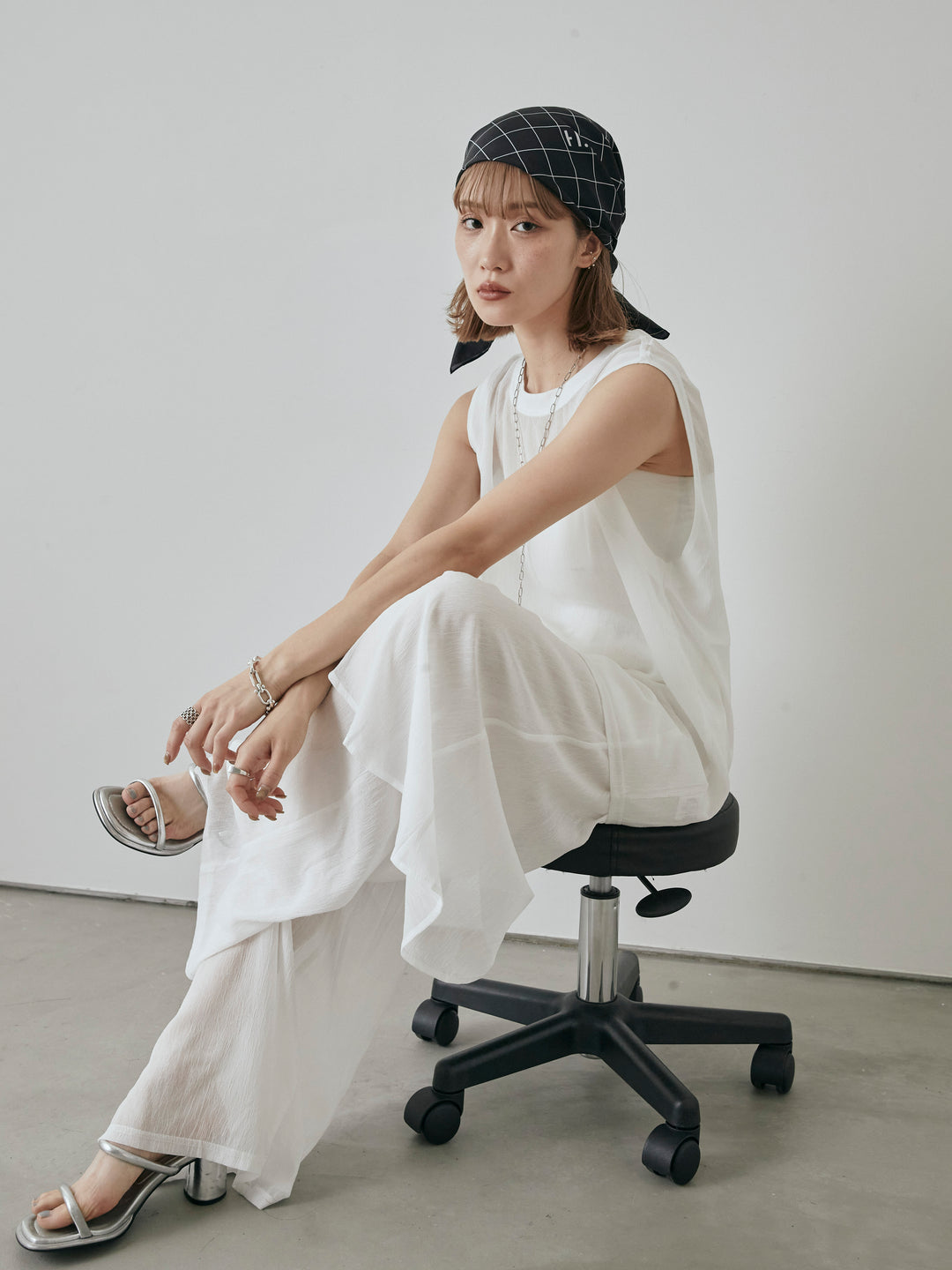 [予約]シアーワッシャーアシンメトリープルオーバー/ホワイト