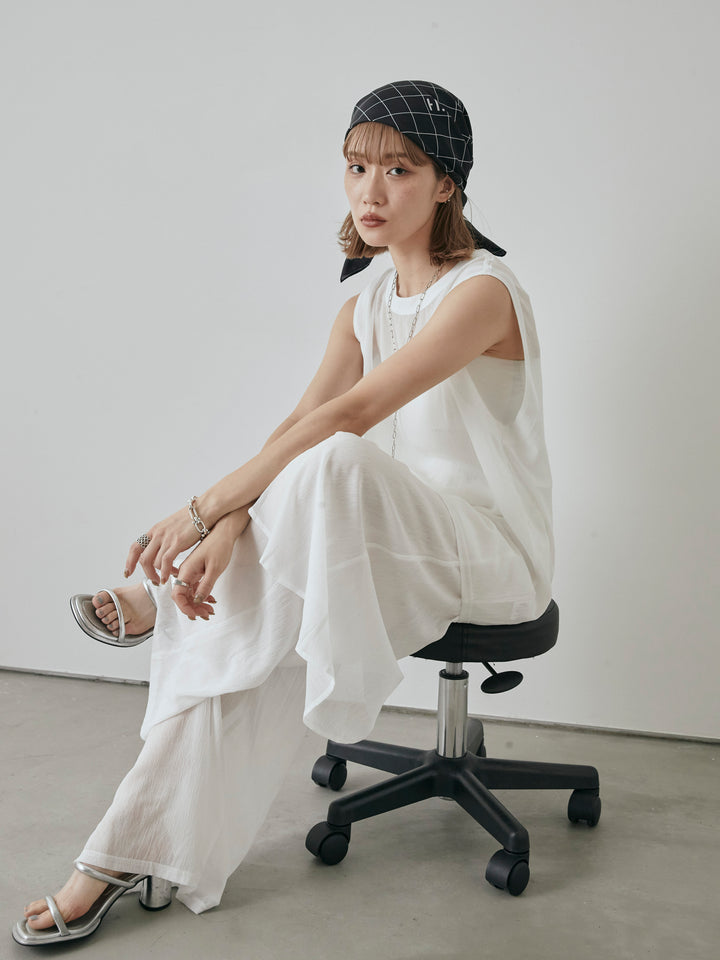 [予約]シアーワッシャーアシンメトリープルオーバー/ホワイト