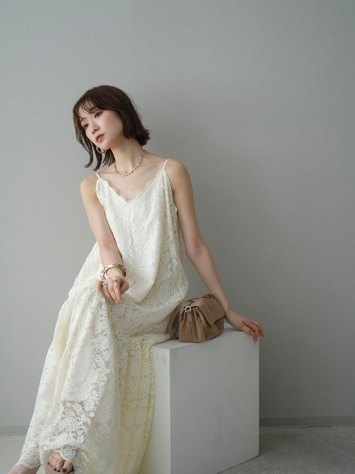 [SET]ギャザー切替レースキャミワンピース+選べるアクセセット(2set)