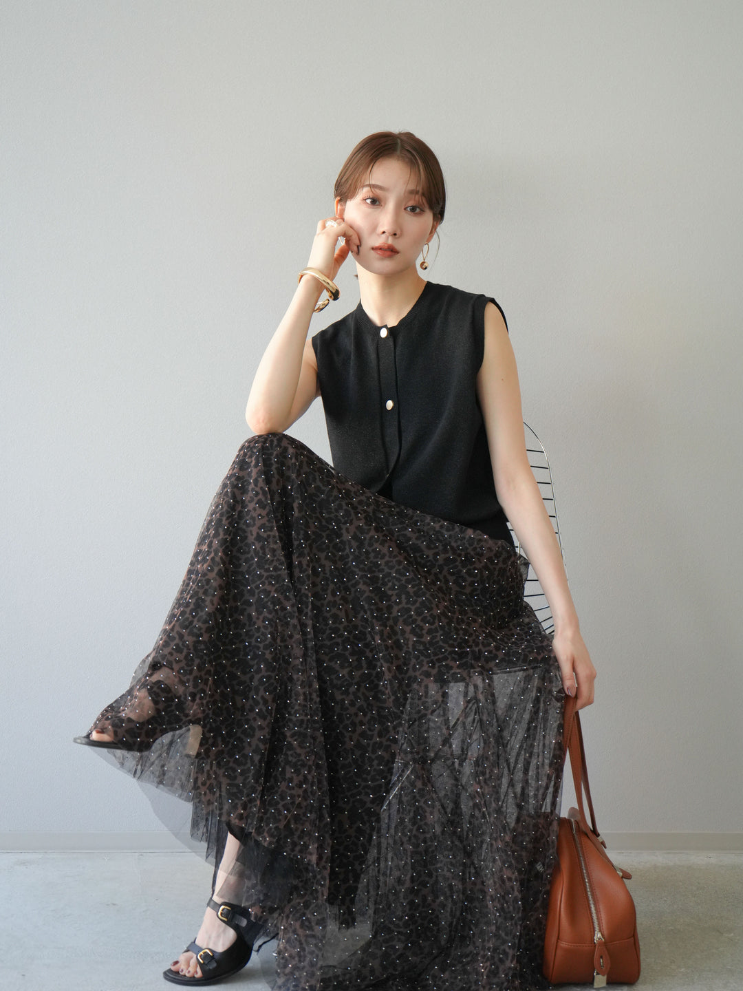 [予約]ラメニットベスト/ブラック