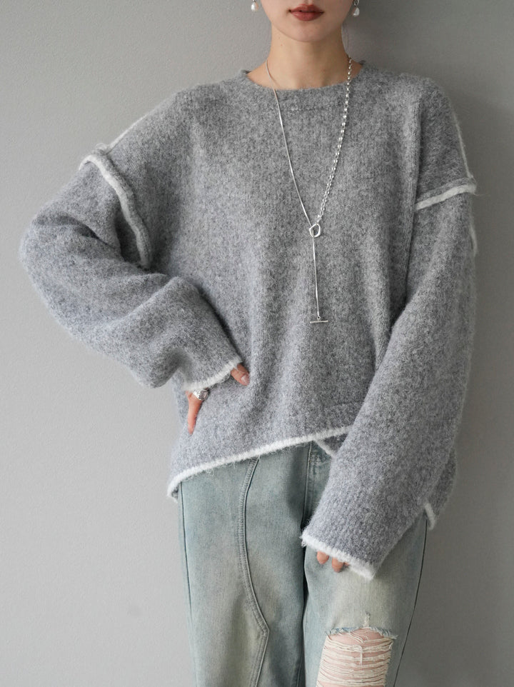 [預訂] 色彩協調針織套頭衫/灰色