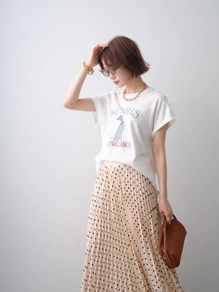 [予約]ドッグエンブロイダリーTEE/white