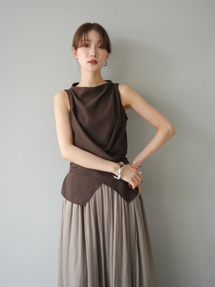 [SET]ノースリーブトップス＆シャイニーフレアスカートSET UP/(2set)