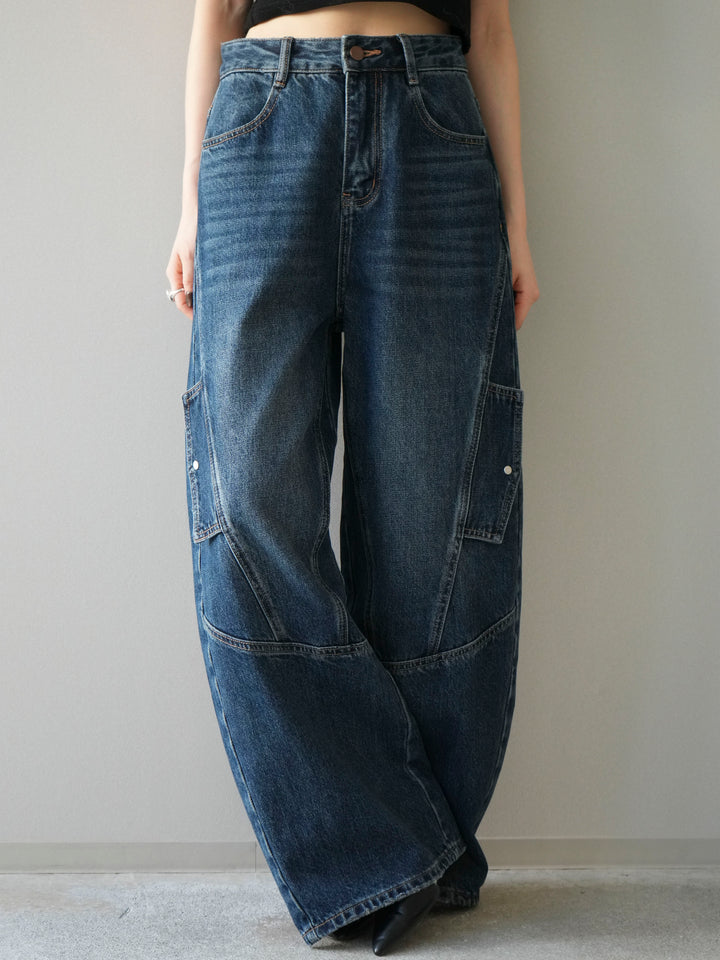 [予約]カーゴデザインコクーンデニムパンツ/navy