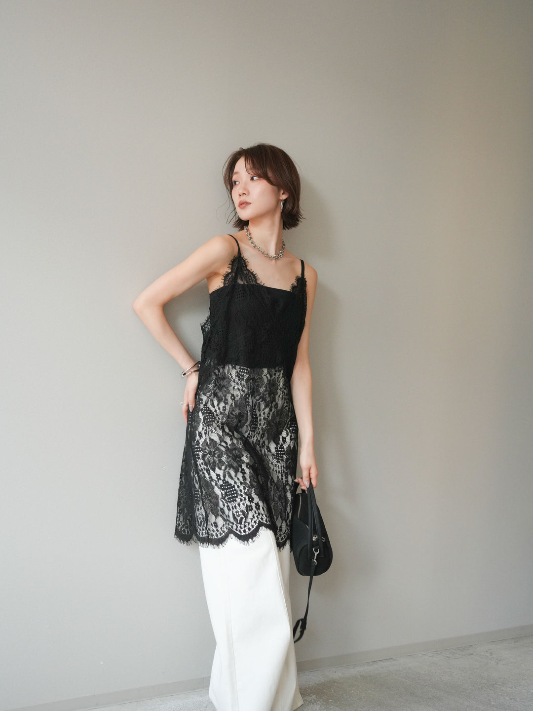 [予約]総レースチュニックキャミソール/black