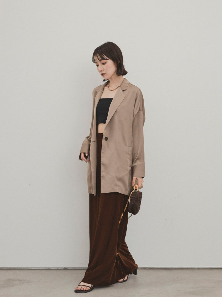 [SET] 霧面緞面外套 + 天鵝絨半身裙 (2set)