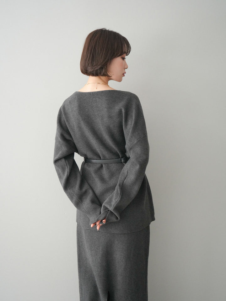 [SET]ベルト付Vネックニット＆スカートSET UP+ベルト付Vネックニット＆スカートSET UP(2set)