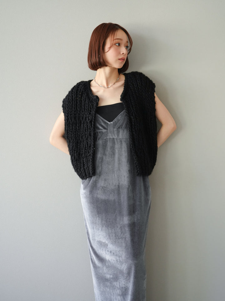 [予約]ハンドニットローピングベスト/ブラック