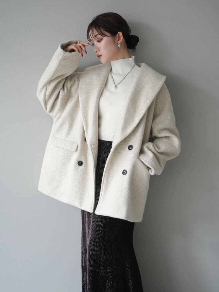 [予約]ロービング襟付きミドルコクーンコート/ivory