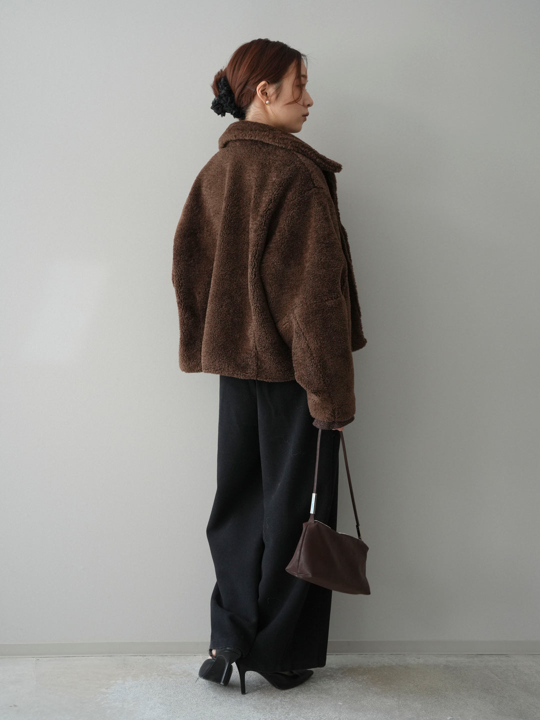 [SET]エコファーステンカラージャケット+ベルト付起毛コクーンパンツ(2set)