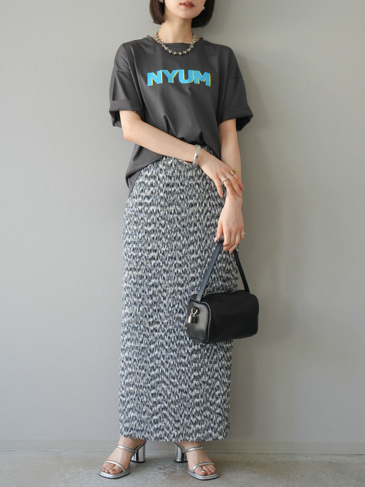 [預訂]“NYUM”標誌印花乾爽觸感棉質T卹/炭灰色