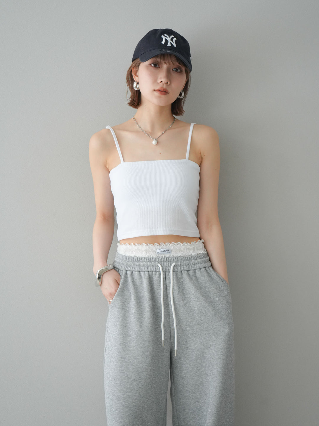 [予約]カップ付テレコリブベアキャミソール/オフ