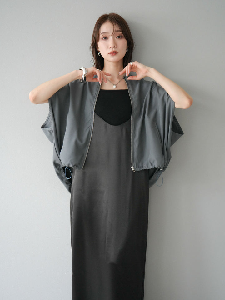 [予約]サテンキャミワンピース/ブラック