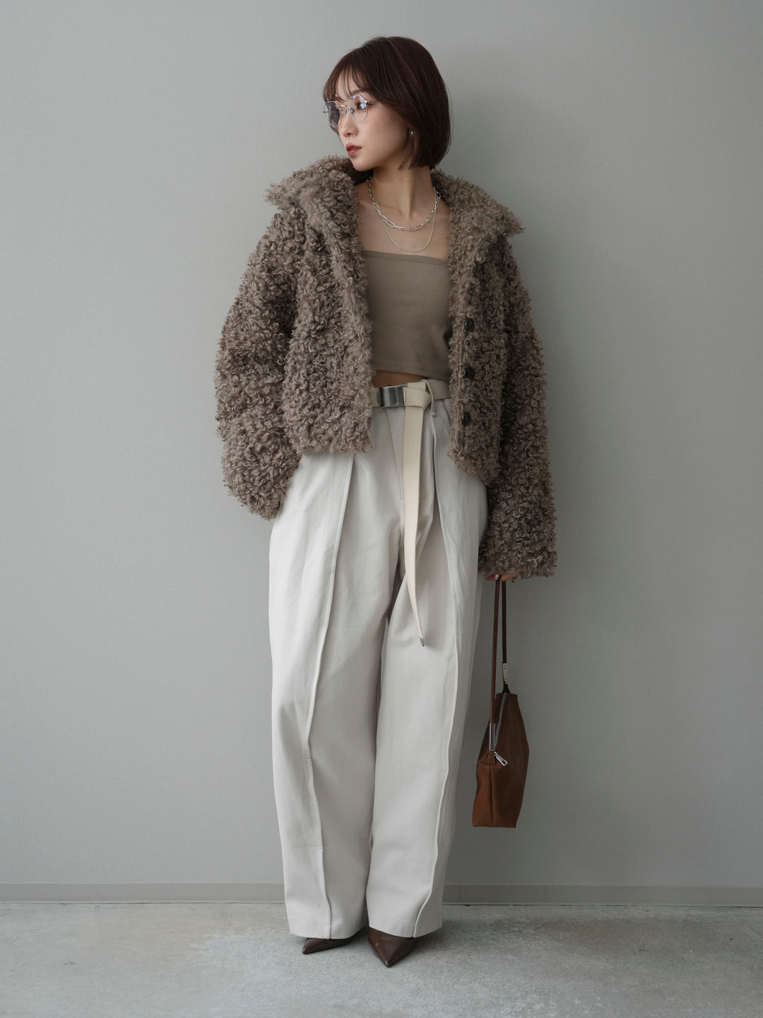 [SET]プードルファーミドルスタンドブルゾン+コットンツイルカーブパンツ(2set)