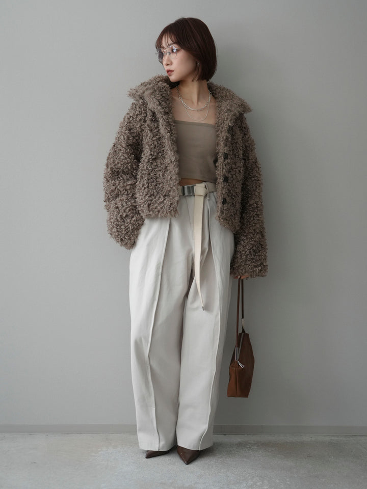 [SET]プードルファーミドルスタンドブルゾン+コットンツイルカーブパンツ(2set)