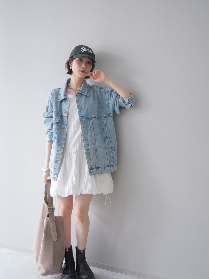 [予約]ドロストバルーンミニワンピース/white