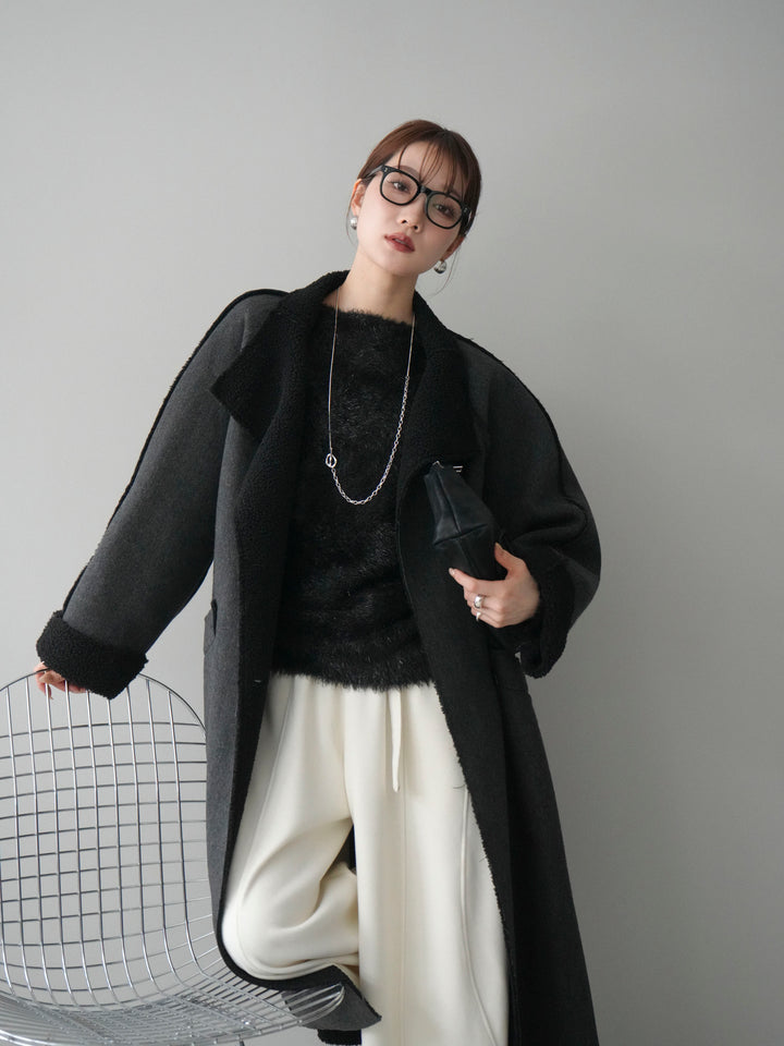 [予約]アウトシーム裏ボアコート/black