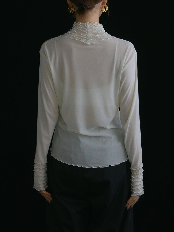 [予約]シアーフリルメロートップス/アイボリー