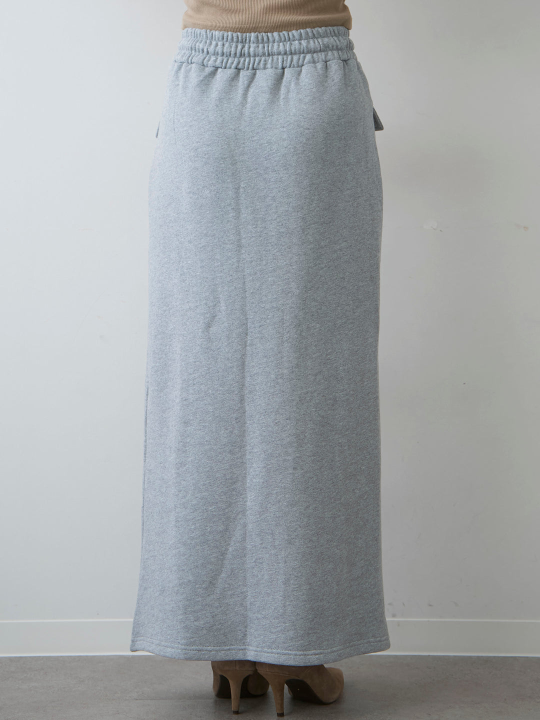 [予約]フロントZIPポケットデザインスウェットスカート/gray