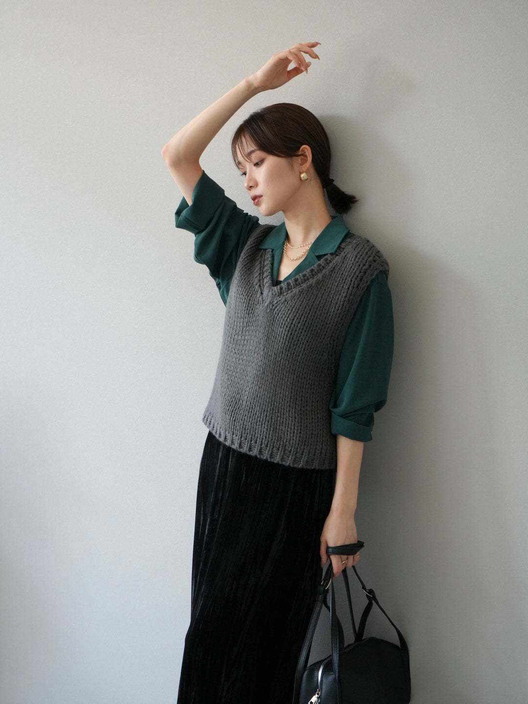 [予約]レーヨンライクショートジャケット/グリーン