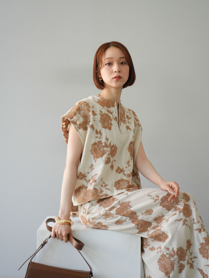 [予約]ジャガードZIPプルオーバー/ベージュ