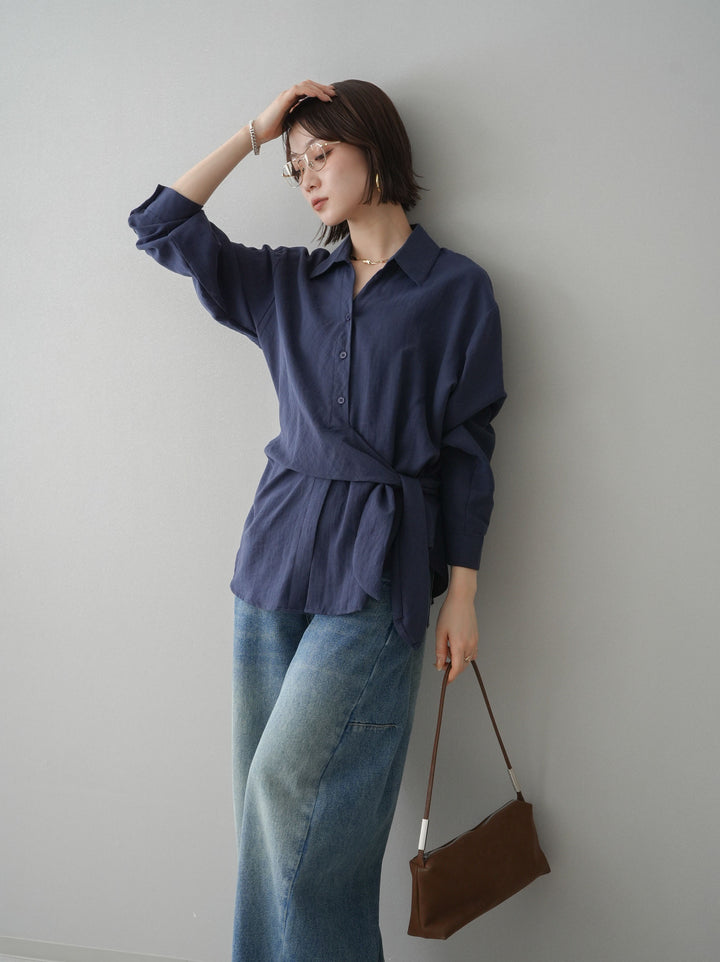 [予約]フロントアシンメトリーブラウス/blue