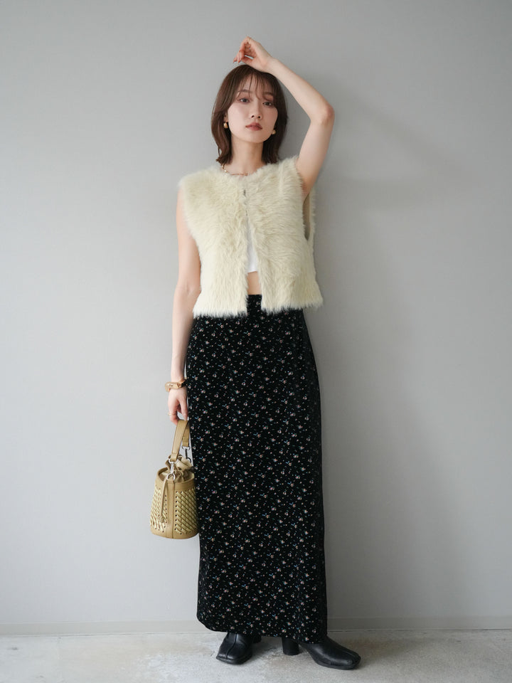 [予約]ミンクライク前後2WAYショートジレ/アイボリー