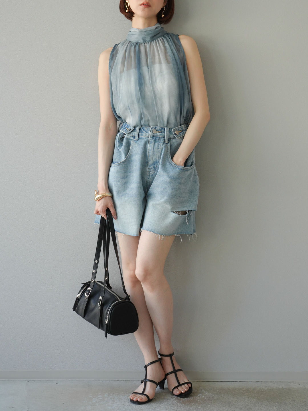 【預購】寬鬆半身牛仔褲/淺藍