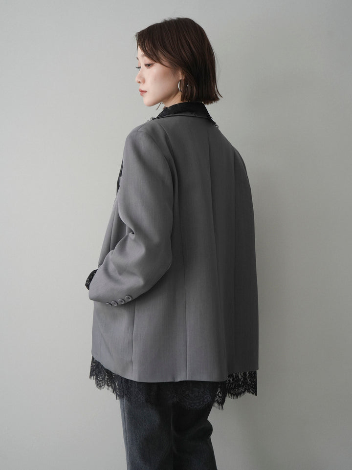 [予約]レースドッキングオーバージャケット/gray