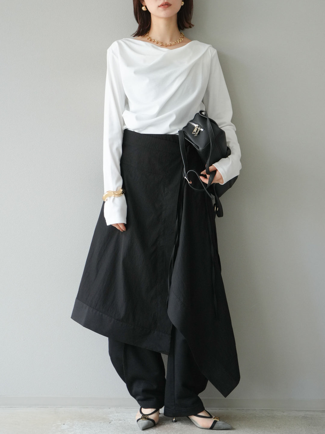 [予約]ドレープデザインカットソー/オフ