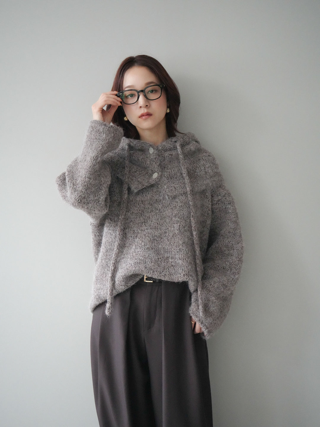 [SET]バラクラバSETニットプルオーバー+ベルトループデザインワイドパンツ(2set)