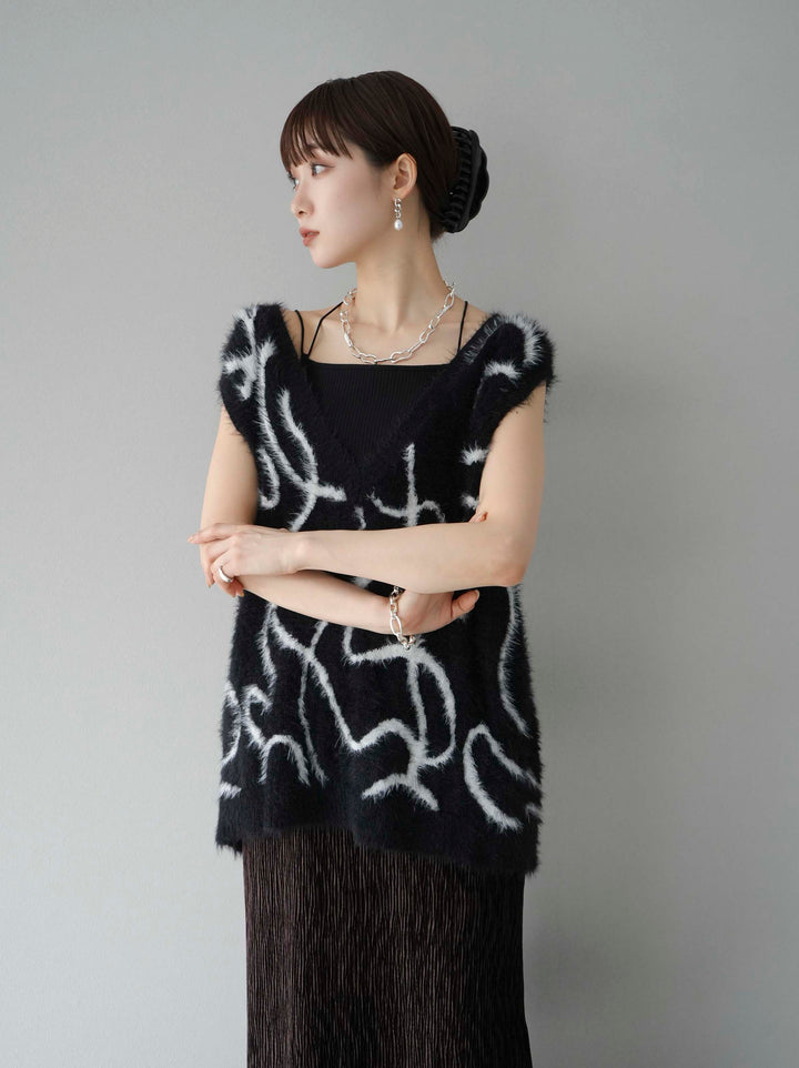 [SET]ラインシャギーニットベスト+選べるアクセセット(2set)