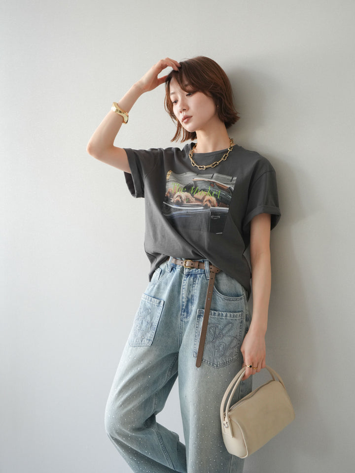 [予約]ドッグフォトTEE/charcoal