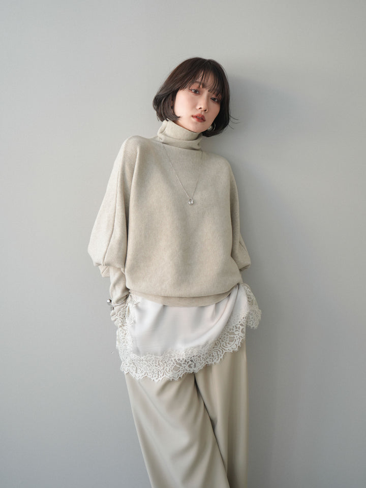 [予約]ボリュームドルマンタートルニットプルオーバー/ivory