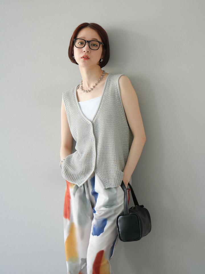 【預購】華夫格針織背心/灰色