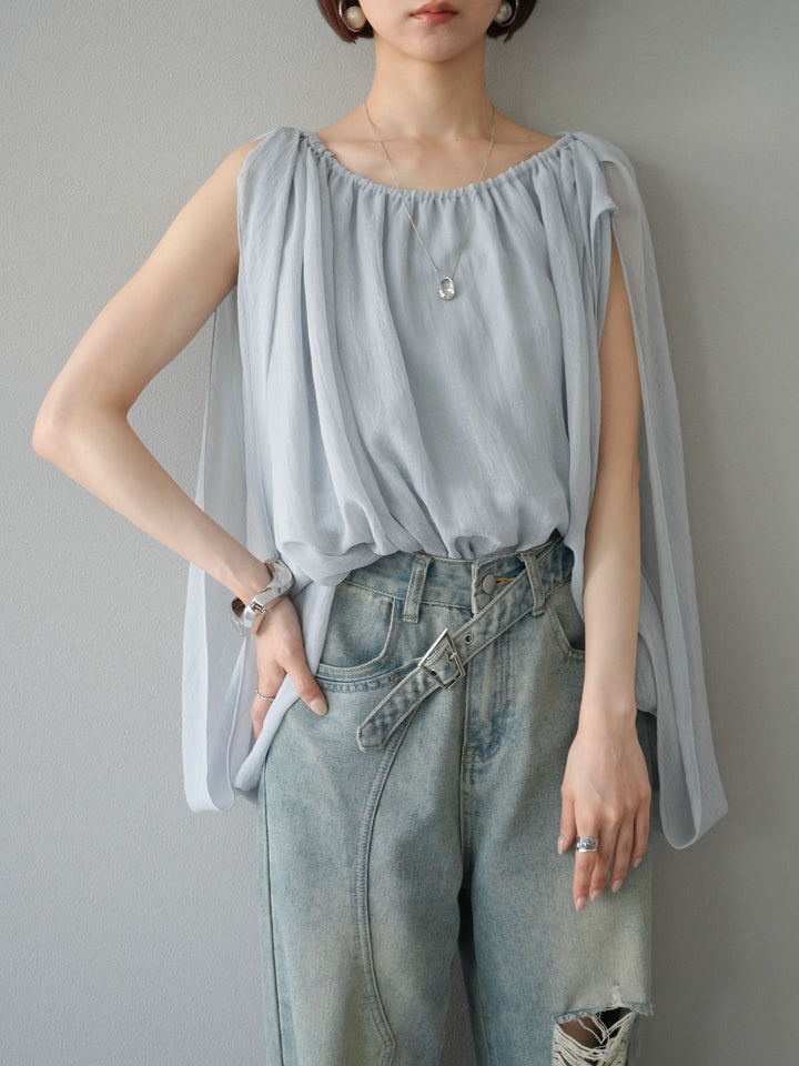 [予約]ラメシアーバルーントップス/ブルー