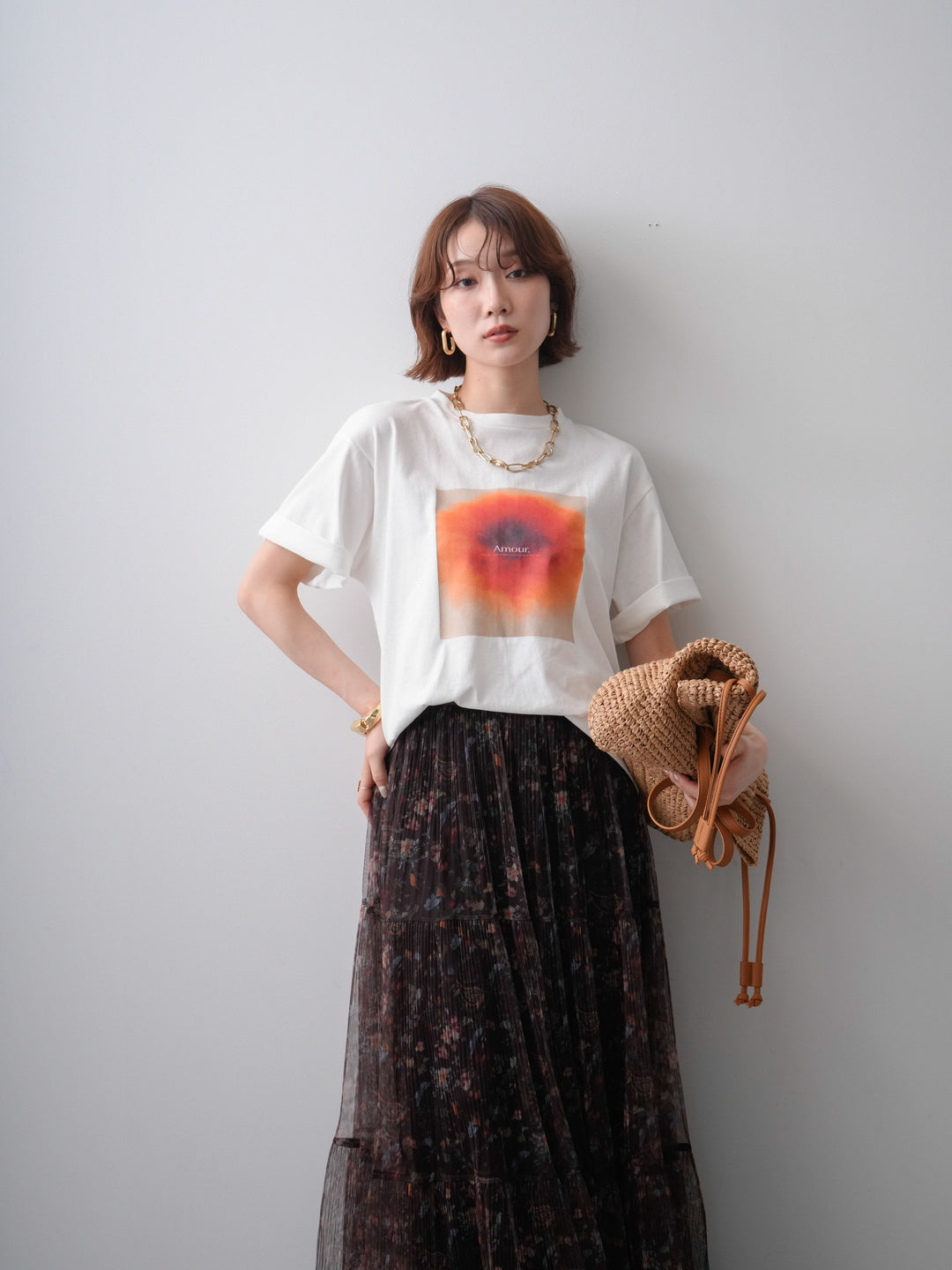 [SET]ニュアンスフローラルフォトTEE+ニュアンスフローラルフォトTEE(2set)