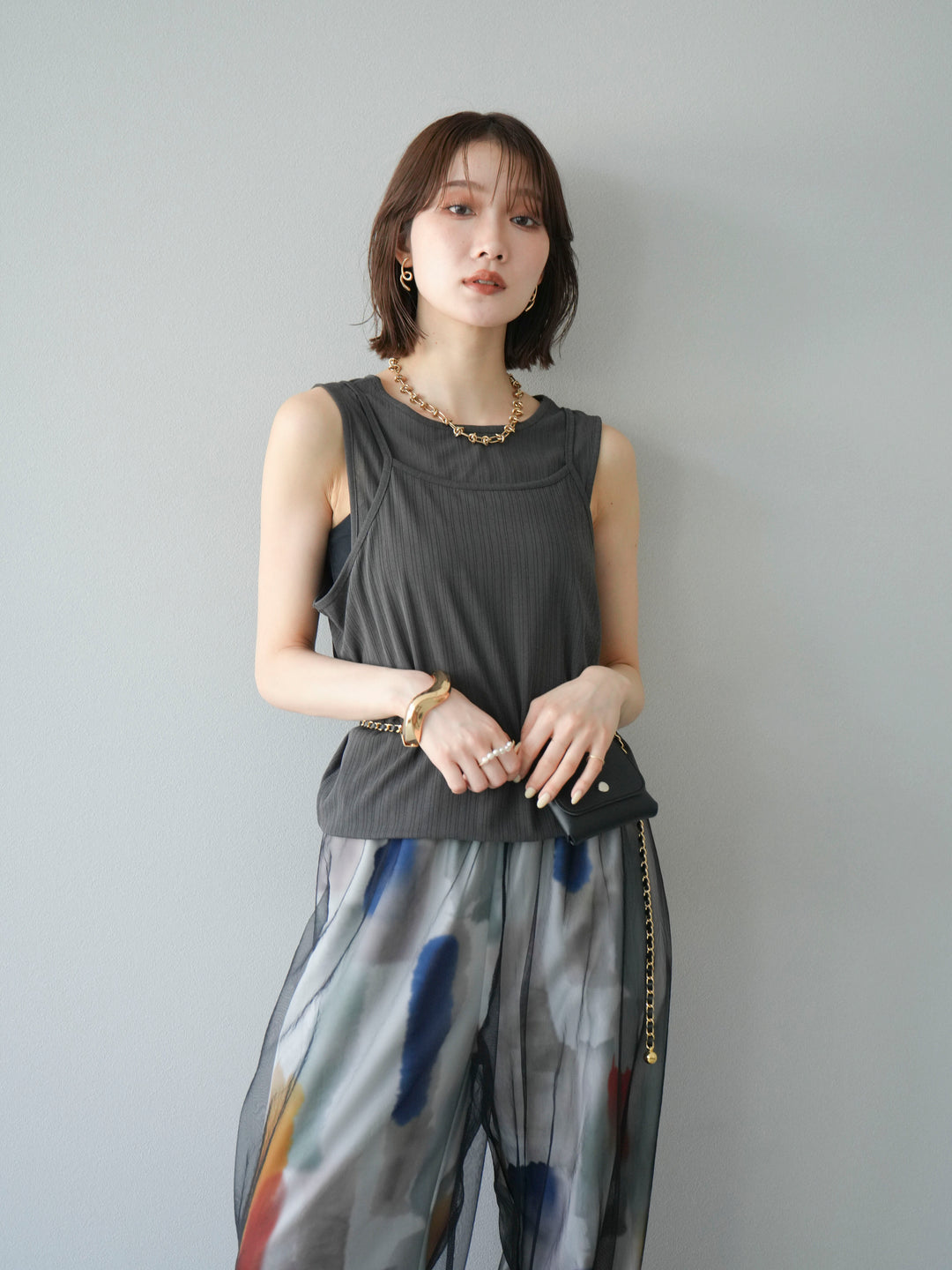 [預訂] Ice Touch 2WAY Design 吊帶背心/炭灰色