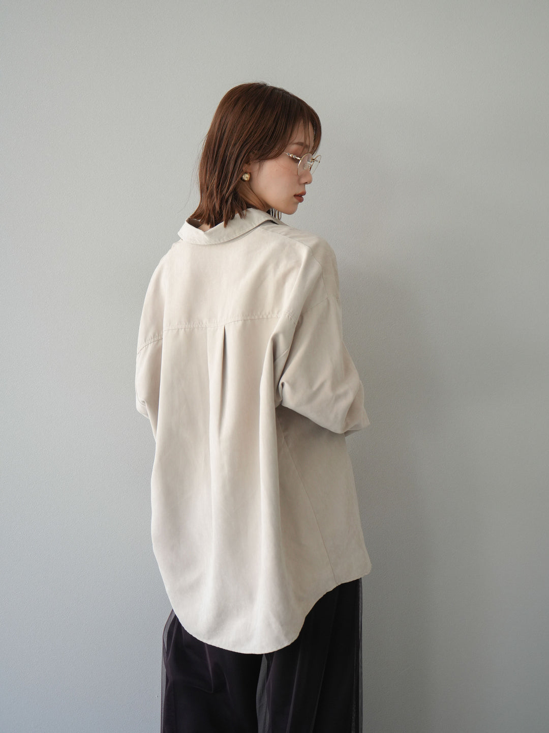 [予約]スエードライクBIGカフスオーバーシャツ/エクリュ