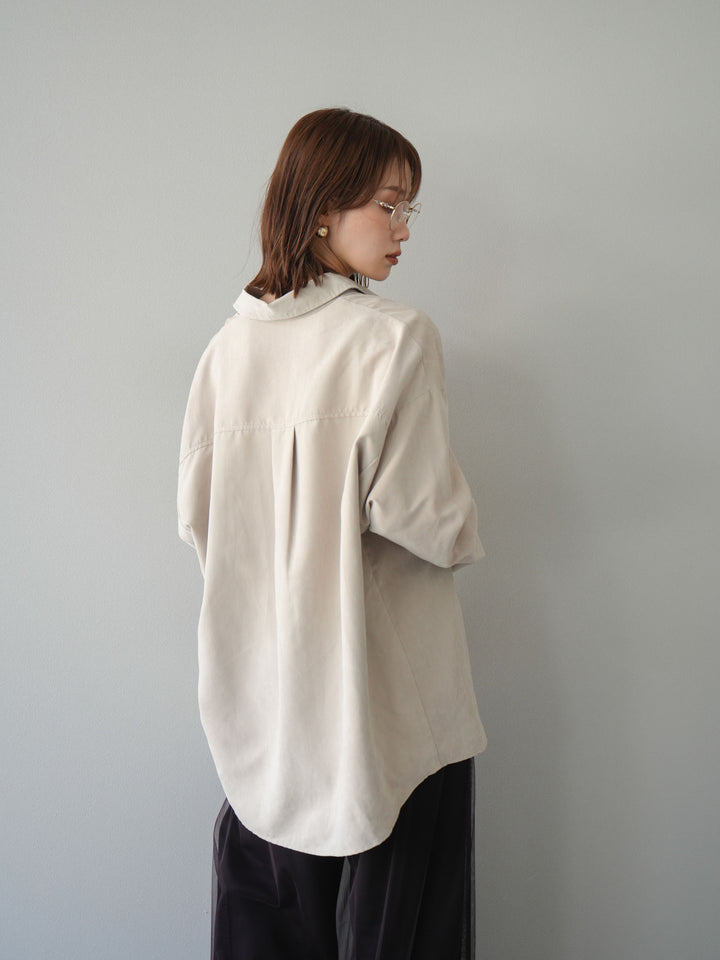 [予約]スエードライクBIGカフスオーバーシャツ/エクリュ