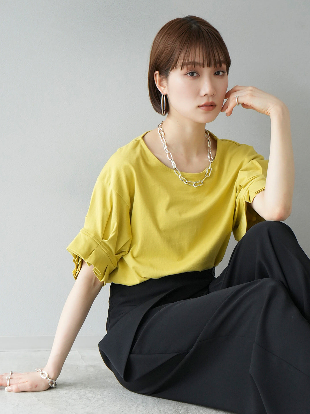 [Pre-order] Tuck Sleeve T-shirt/Yellow