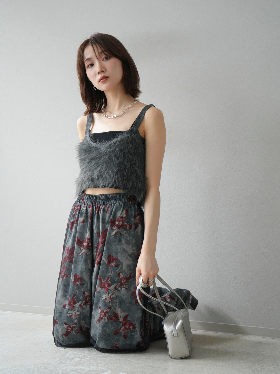 [予約]シャギーニットビスチェ/チャコール