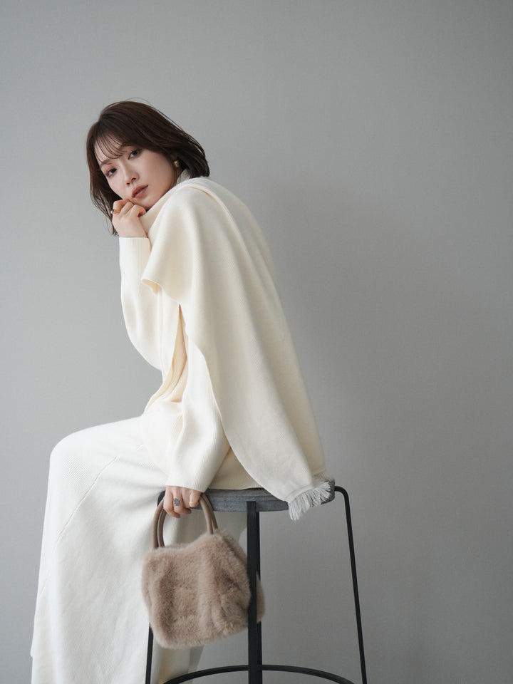 [SET]ストール付キーネックニットSET UP