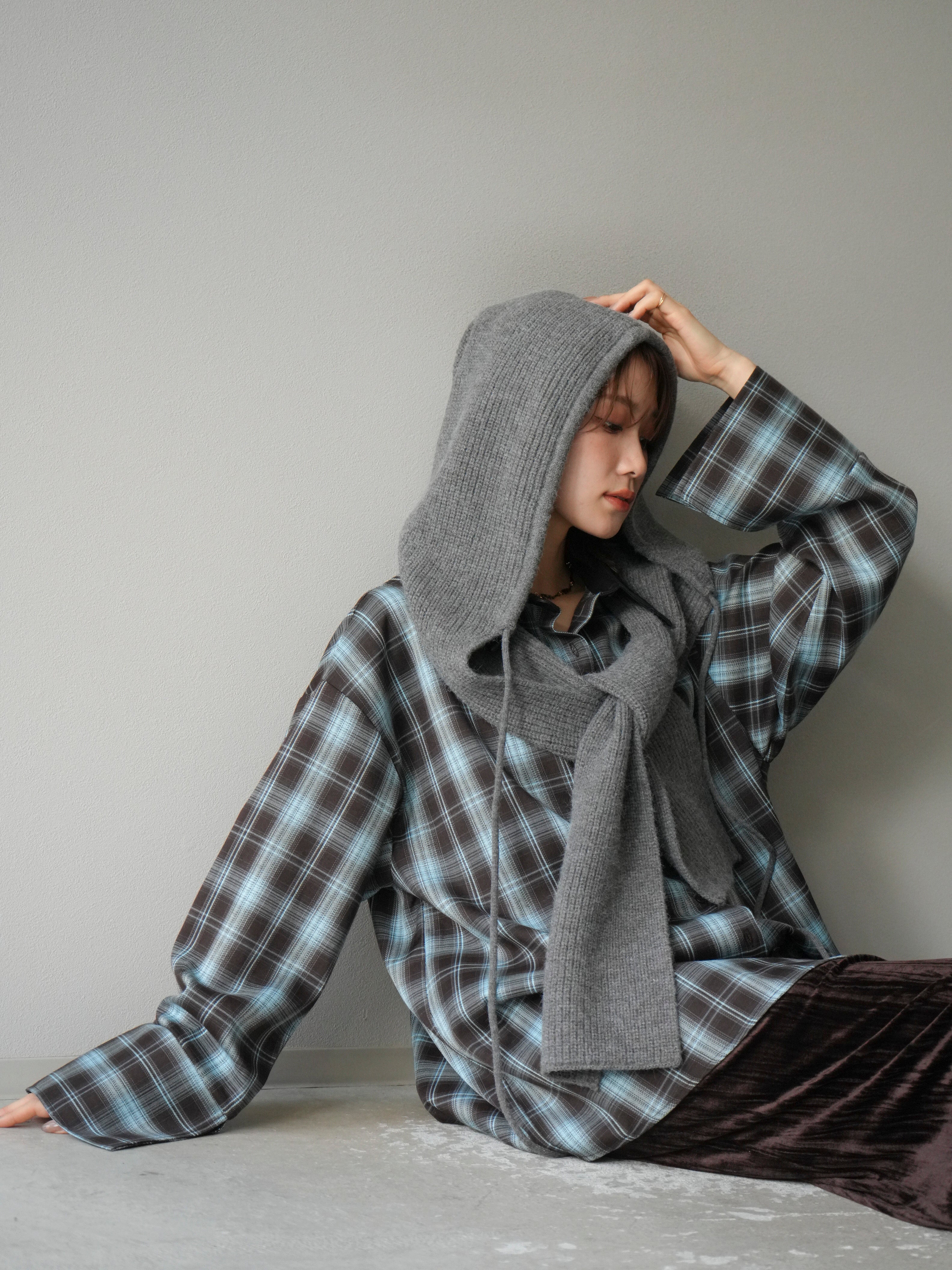 LGB フードニット　マフラー 予約]フードニットマフラー/チャコール – Lumier