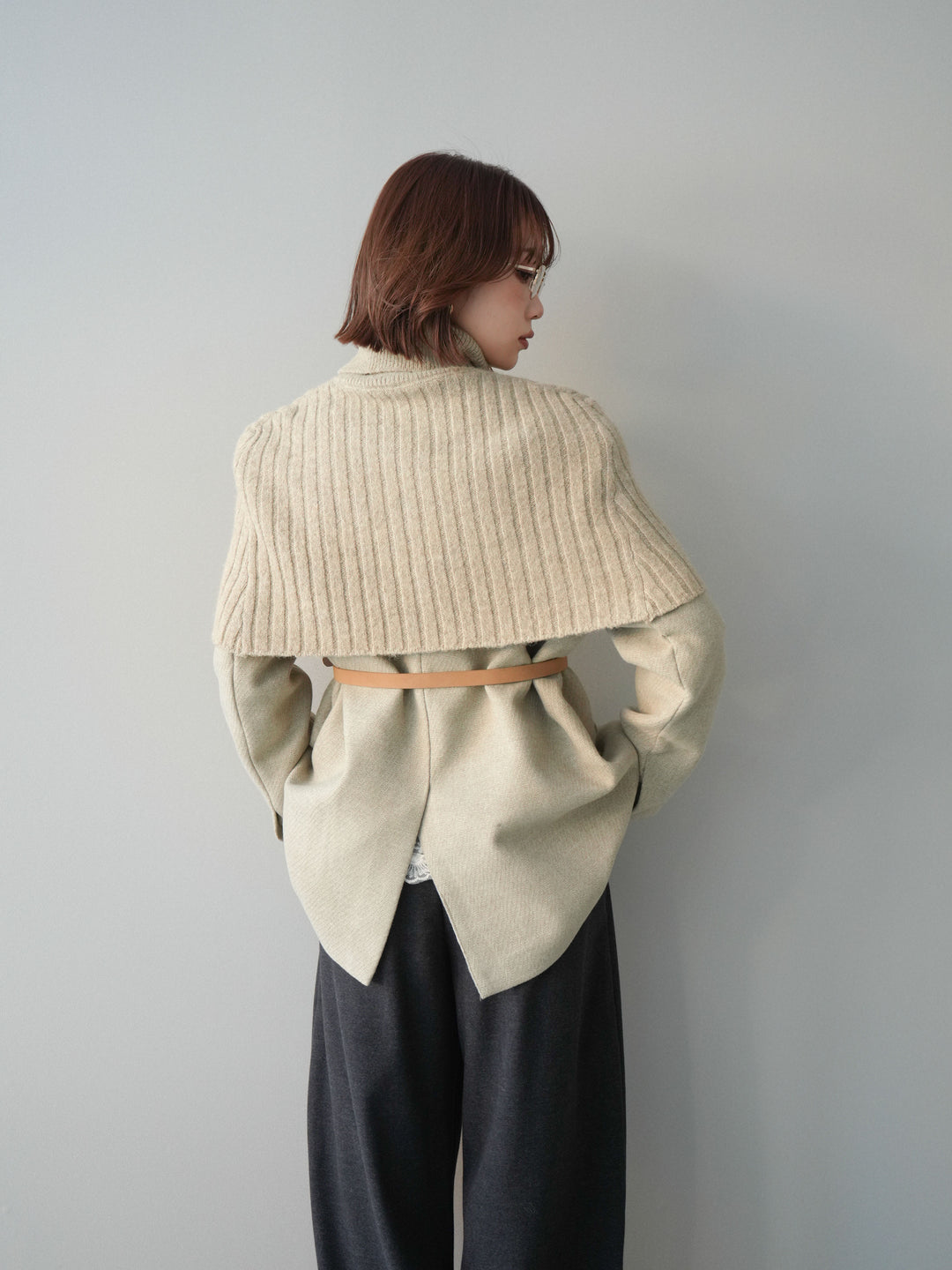 [20%オフ]ケープ付ノーカラージャケット/ivory