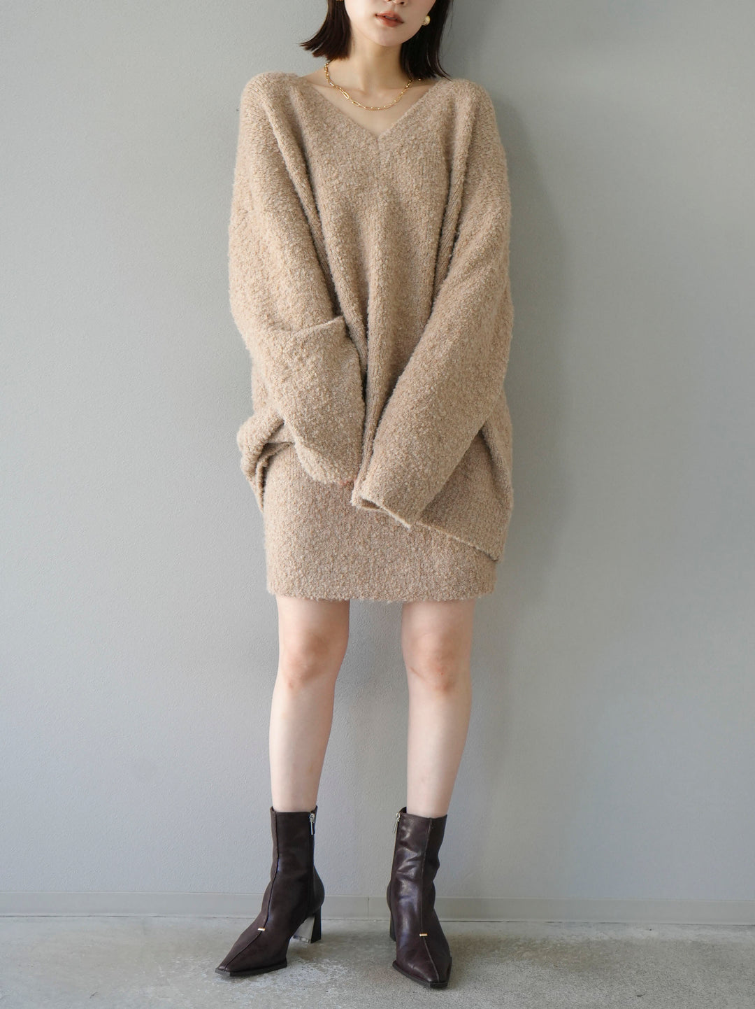 [SET] 橢圓針織衫 & 迷你裙 SET UP